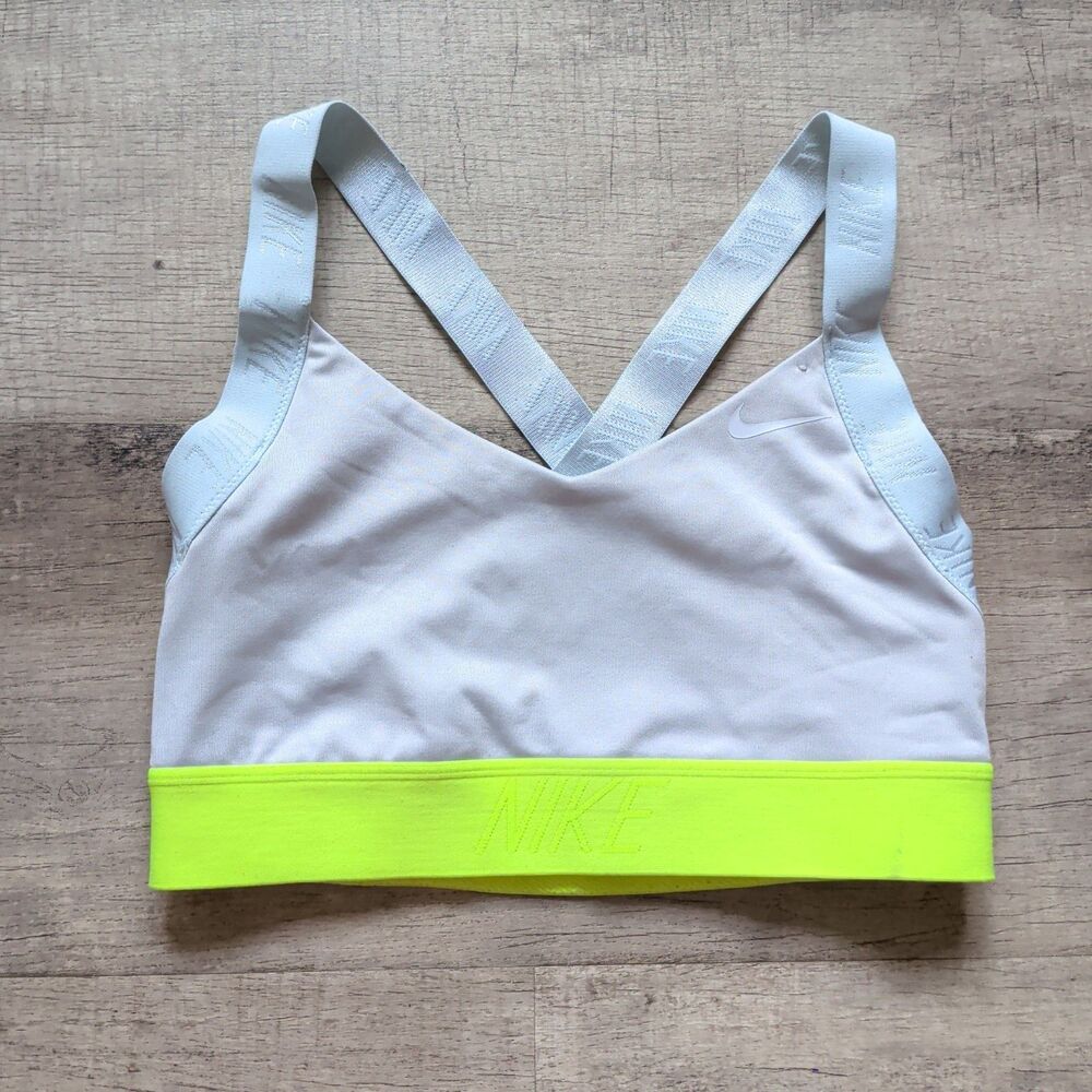 ​Nike Indy Flyknit Sports Bra Women's Small Grey Neon Yellow Athletic Workout